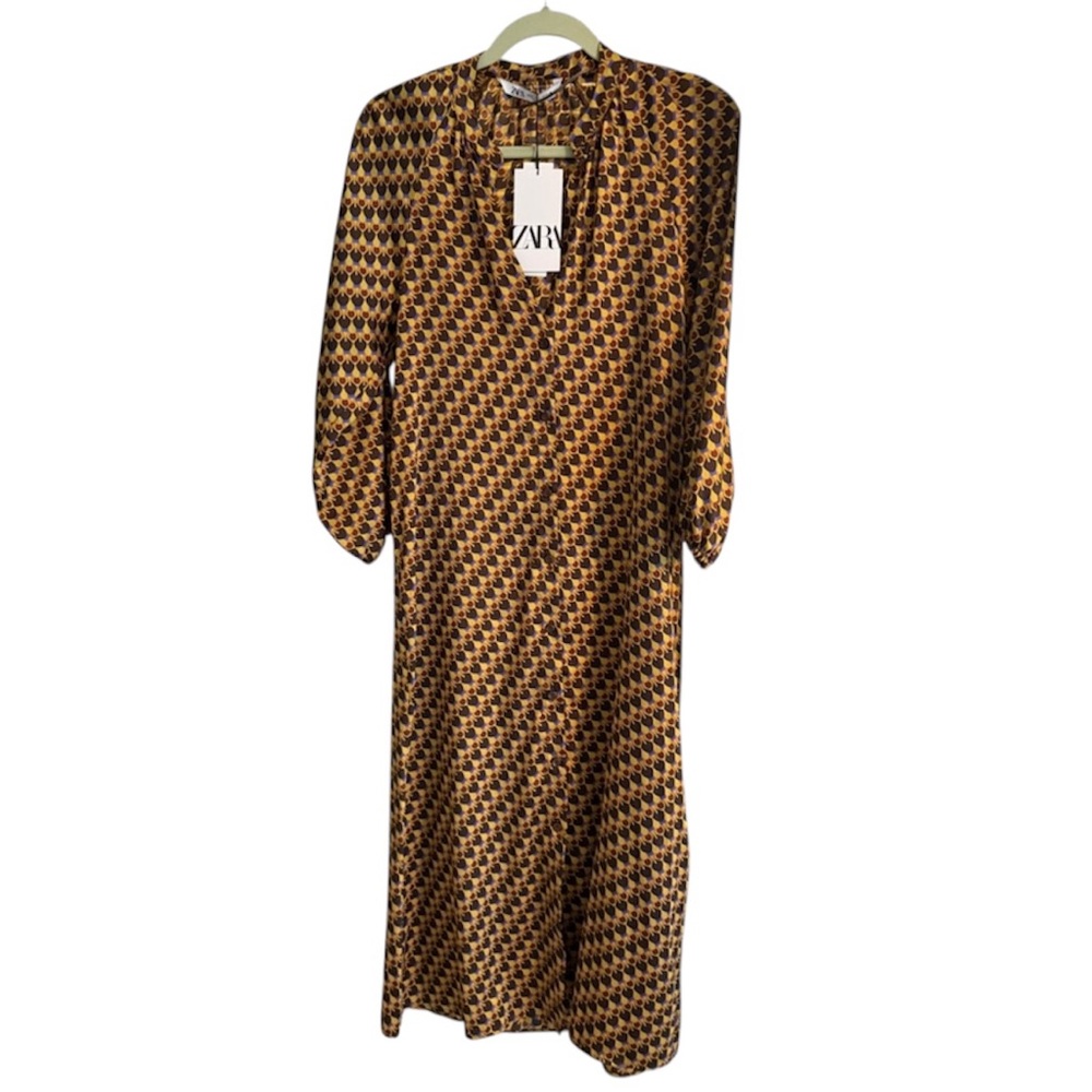New Zara Silky Modern Midi Dress Size XS
